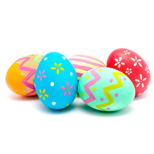 Perfect colorful handmade easter eggs isolated on a white