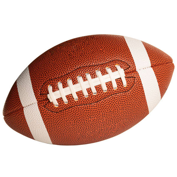 Leather American football on white background, full ball