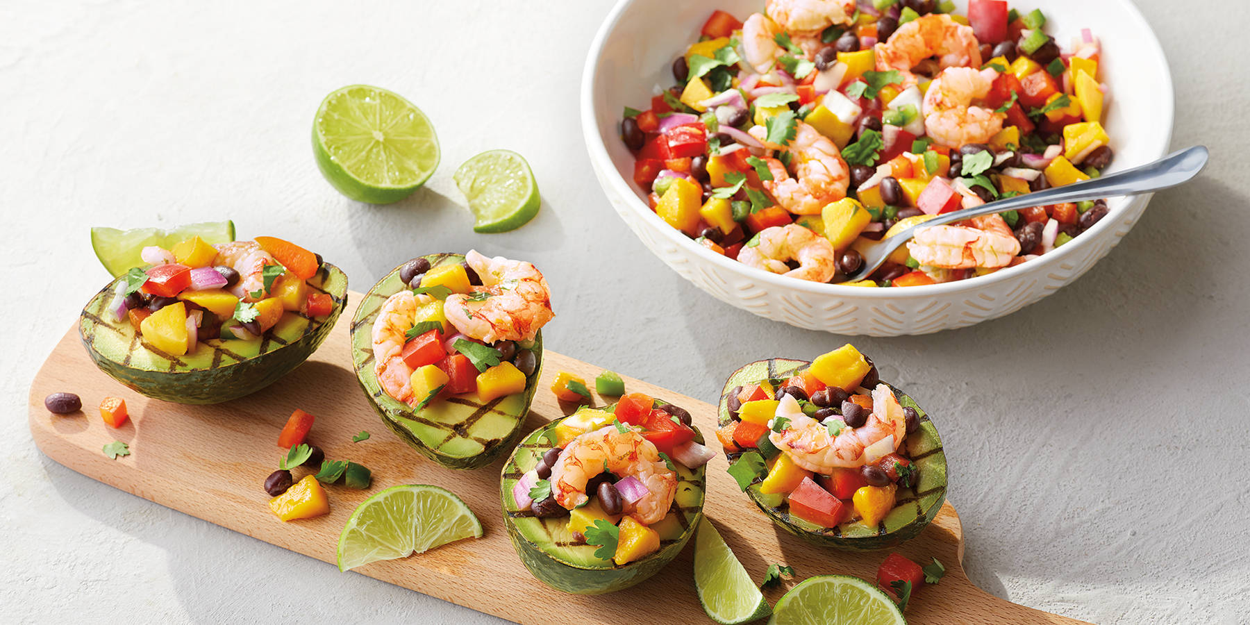 Grilled Avocado Shrimp and Mango Salad