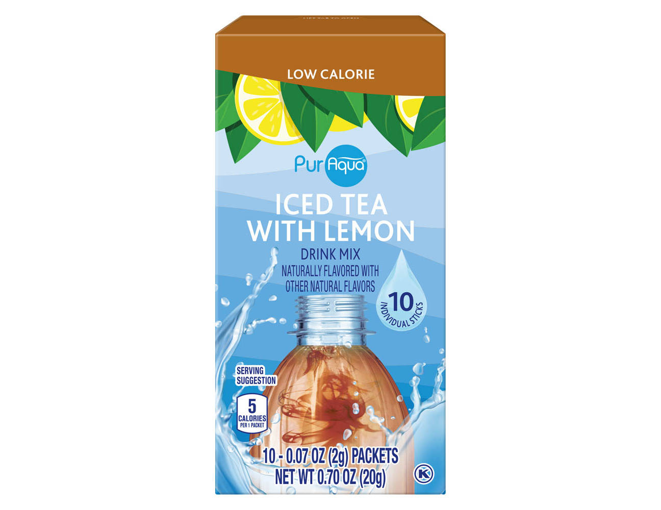 PurAqua Single Serve Iced Tea with Lemon Drink Mix Sticks