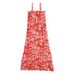 Women's Orange Floral Ruffled Maxi Dress, Size S