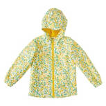 Kid's Yellow Floral Reflective Rain Jacket, Size XS
