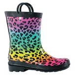 Kid's  Rainbow Leopard Rainboots, Size 9/10