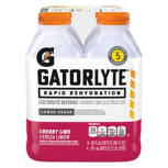 Gatorlyte Cherry Lime  Rapid Rehydration Drink, 20 fl oz bottles, 4 pack