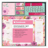 Aqua/Pink Floral Stationery 11 Piece Set