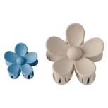 Blue/Beige Flower Claw Clips, 2 pack