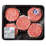 Fresh 80%  Lean 20% Fat Ground Beef Patties Family Pack, 10 count