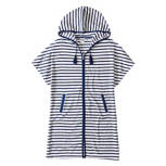 Women's Navy Stripe Terry Cloth Cover-Up, Size XL