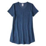 Women's Blue Crew Neck Short Sleeve Summer Dress, Size L