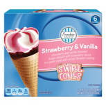 Strawberry  & Vanilla Swirl Cones, 6 count