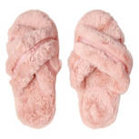 Women's Pink Faux Fur Cozy Slippers, Size 5/6