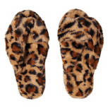Women's Leopard Faux Fur Cozy Slippers, Size 7/8