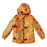 Kid's Orange Dinosaurs Reflective Rain Jacket, Size XS
