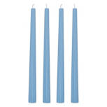 Blue Ribbed Tapered Candles, 4 pack