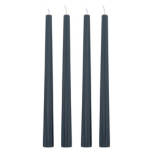 Grey Ribbed Tapered Candles, 4 pack