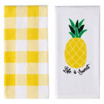 Pineapple/Yellow Check 15" x 25" Kitchen Towels, 2 pack