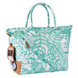 Turquoise  Leaves Wine Dispensing Tote Bag, 18.5" x 8.4" x 12.9"