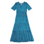 Women's Blue Dot Tiered Ruffle Maxi Dress, Size XL