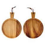 2 Pack Small Round Acacia Wood Cutting Board