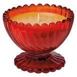 Peach Blossoms Orange Ribbed Party Glass Candle