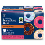Fair Trade Donut Store Medium Roast Coffee Pods, 12 count