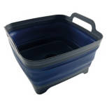 Blue Collapsible Tub with Drain, 12.2" x 12" x 7.8"