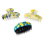 Lemons Detangling Brush and Claw Clips 3 Piece Set