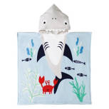 Shark Hooded Cotton Beach Towel, 24" x 48"