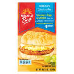 Sausage, Egg and Cheese Biscuit Sandwiches, 4 count