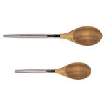 2 Pack Acacia and Stainless Steel Utensils Spoon Set