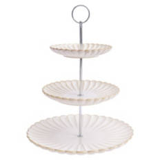 3 Tier Buffet Server - Scalloped Edge, Cream