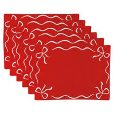 13" x 18" Holiday Placemat Set - Bows, 6 pack