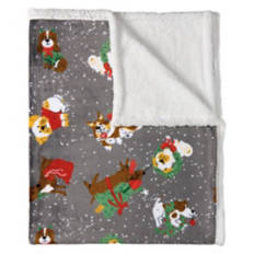 50"x  70" Soft Plush Holiday Pet Throw - Dogs