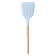 Beechwood & Silicone Spatula Turner, Light Blue
