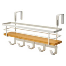 Shelf Rack with Hooks, White