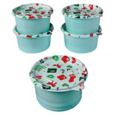 5 Pack Holiday Round Food Storage Containers -  Christmas
