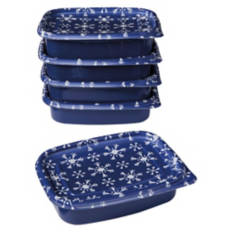 5 Pack Holiday Food Storage Containers -  Snowflake
