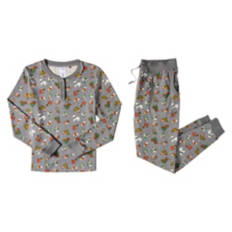 2 Piece Ladies Thermal Pajama Set - Grey, S