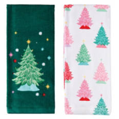 2 Pack Christmas Kitchen Towels - Trees
