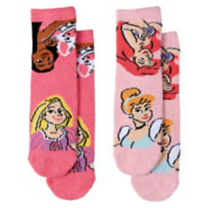 2 Pack Children's Cozy Slipper Socks - Disney Princess, 7-10