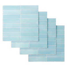 4 Pack Peel & Stick Wall Tiles, Blue