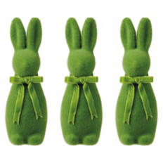 3 Pack Flocked Bunnies, Green