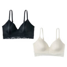2 Pack Ladies Lace Bralette - Black/White, XL
