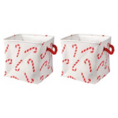 2 Pack Holiday Canvas Bins - Candy Cane