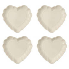 4 Pack Heart Shaped Plates, White
