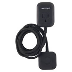 6' One Outlet Tapper Fabric Power Extension Cord, Black