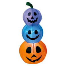 4 Foot Halloween Inflatable - Multicolor Pumpkins