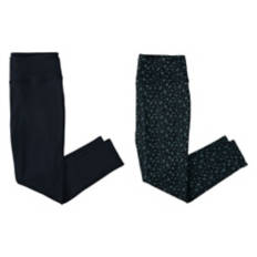 2 Pack Ladies Capri Leggings - Black/Black, L