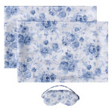 2 Pack Silky Soft Feel Satin Pillowcase & Eye Mask, Floral