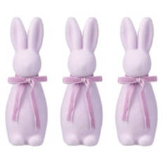 3 Pack Flocked Bunnies, Lilac